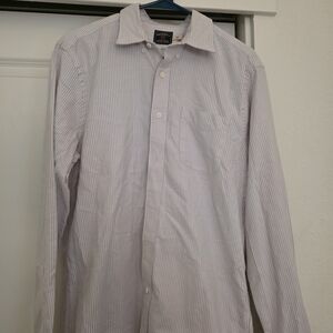 Faherty Men’s Supima Cotton Blend Striped Shirt – Medium – Lilac & White